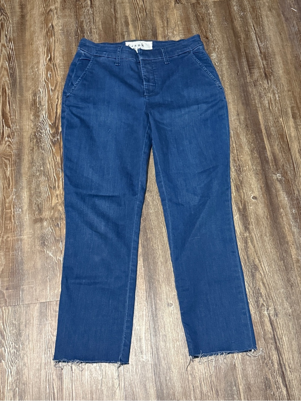 Frank & Eileen Wicklow Jeans Women's 4 Frayed Hem Mid Rise Stretch Designer Deni